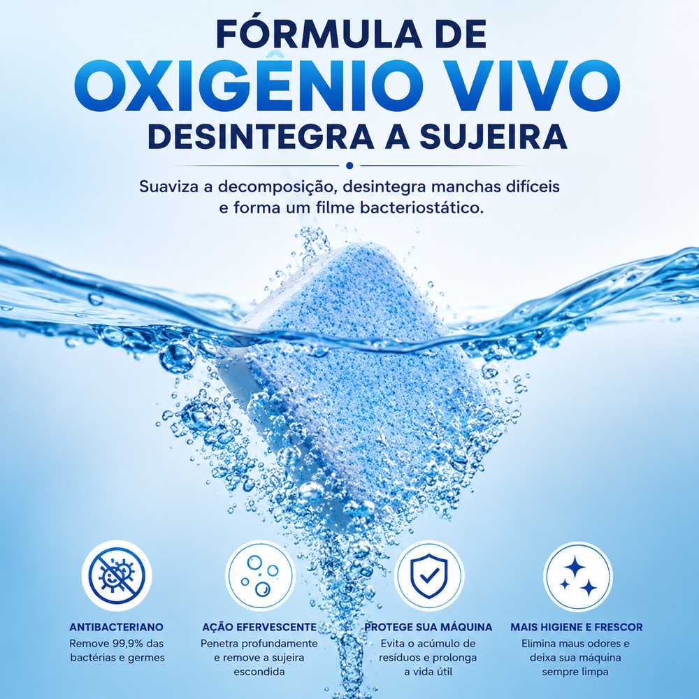 NexClean – Pastilhas Efervescentes para Limpeza Profunda de Máquina de Lavar