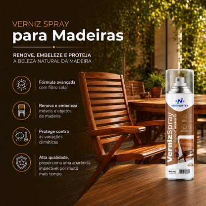 Verniz Spray Madeira Brilhante Proteção Móveis Portas 400ml