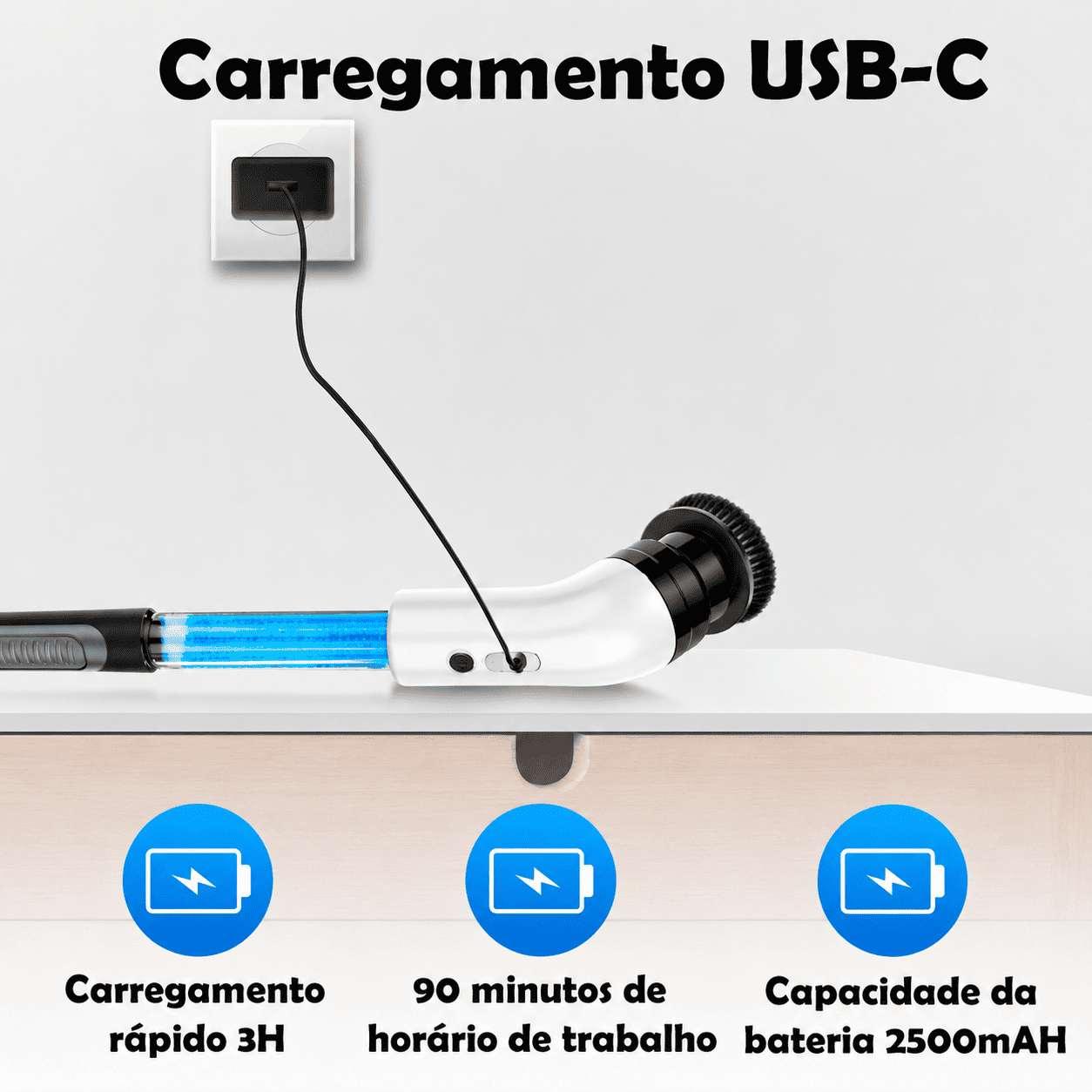 NexTurboClean 9 em 1 — Escova Elétrica Rotativa com Dispenser de Sabão, Sem Fio, Recarregável e Multiuso