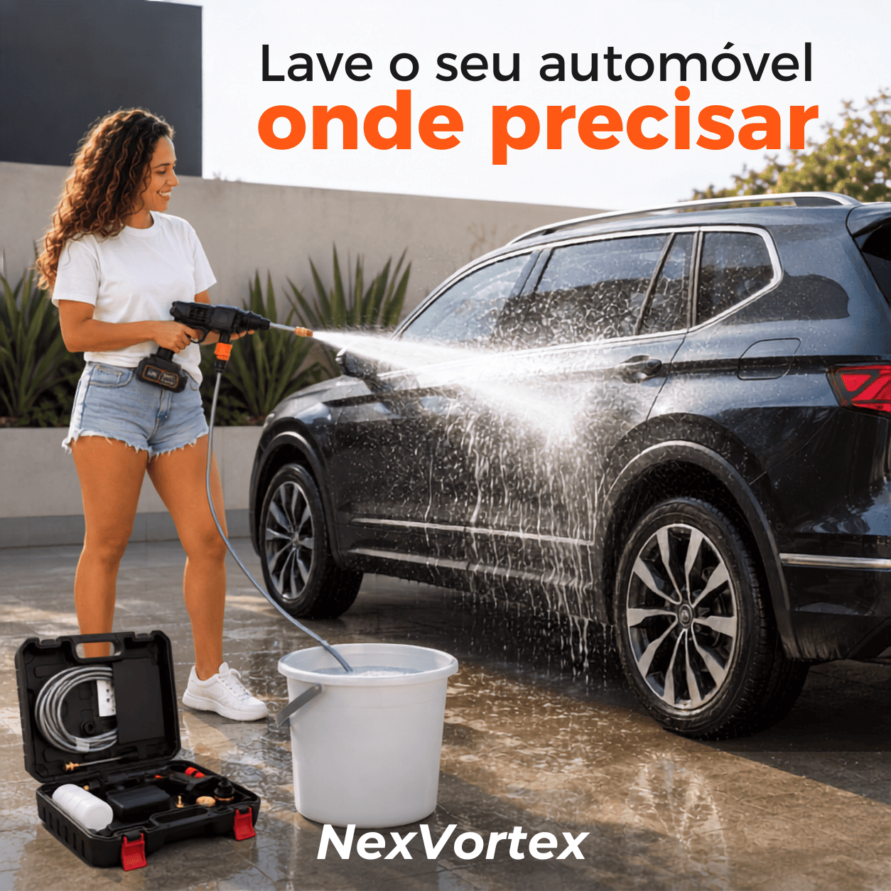 PressãoMax Lavadora Alta Pressão Sem fio - Kit Completo Com Maleta + Bateria