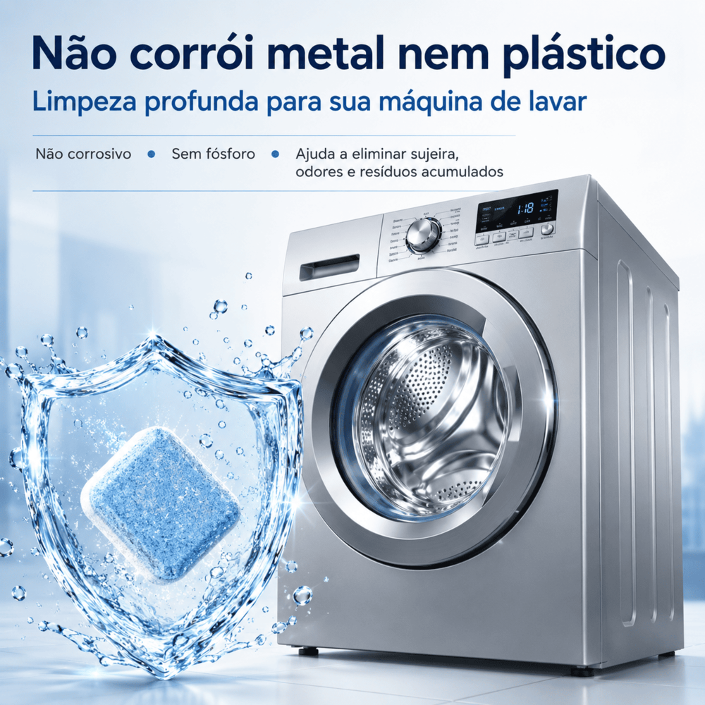NexClean – Pastilhas Efervescentes para Limpeza Profunda de Máquina de Lavar