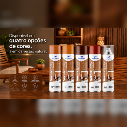 Verniz Spray Madeira Brilhante Proteção Móveis Portas 400ml